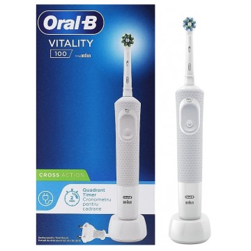 Oral-B VITALITY 100 CROSS ACTION 多動向充電電動牙刷 (清純白) \\CrossAction多動向交叉刷頭，更能深入牙縫間的牙齒表面//